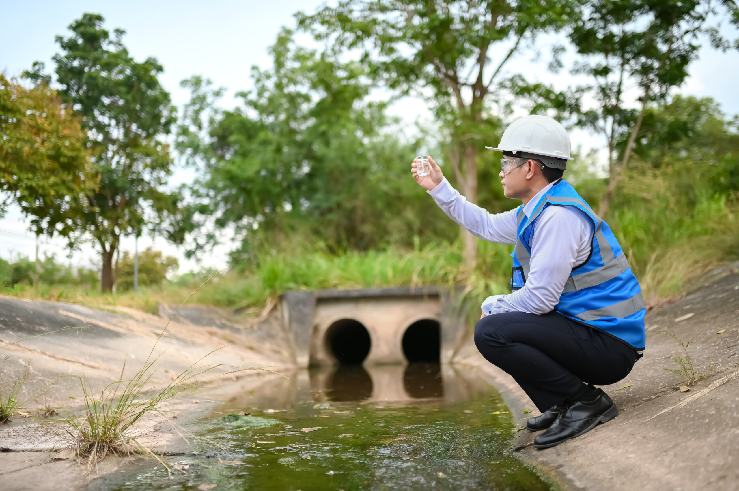 Water resources engineers are examining water samples from community sewers to determine the health of the water source.