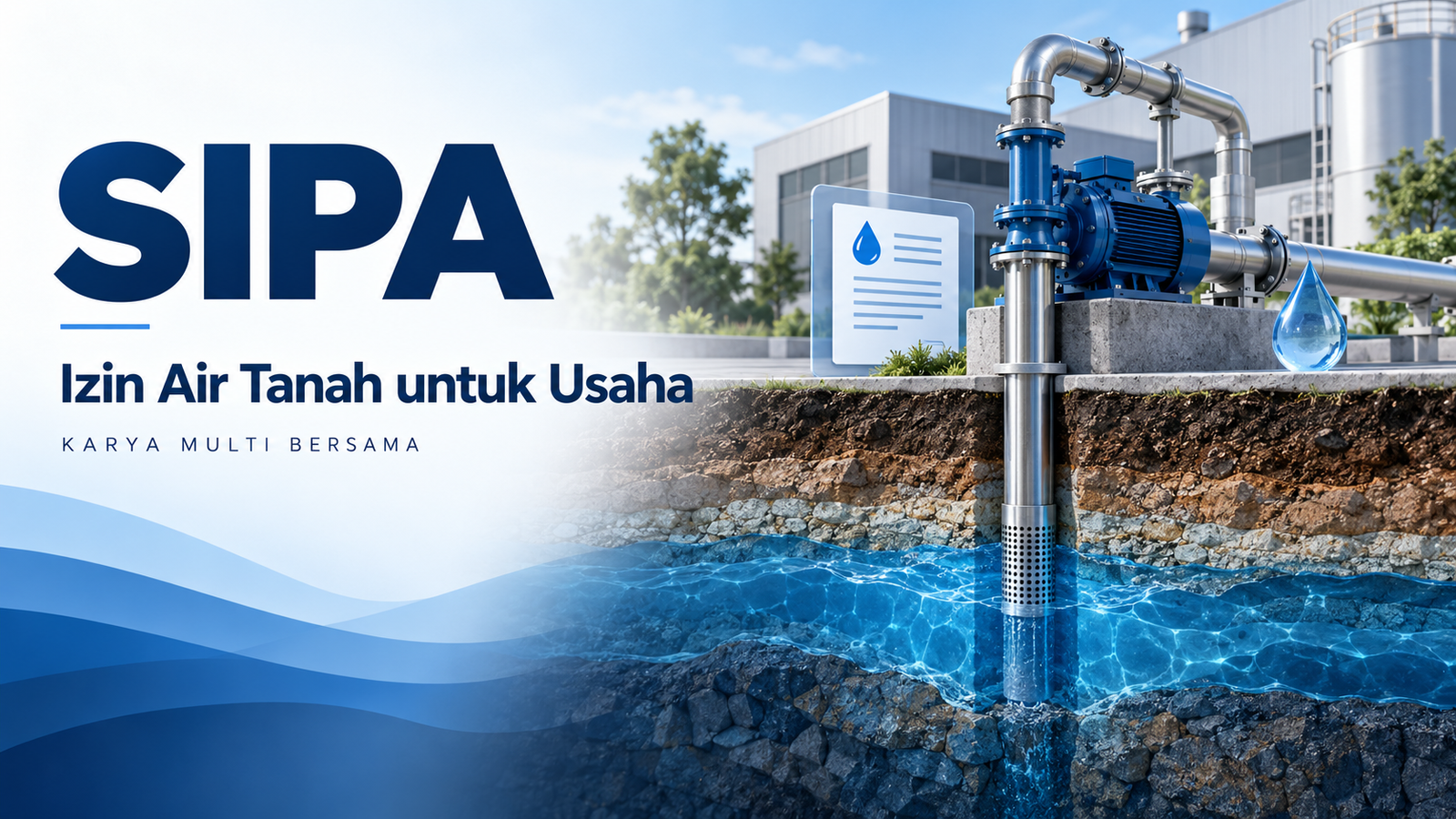Ilustrasi pompa dan lapisan air tanah untuk layanan SIPA Karya Multi Bersama